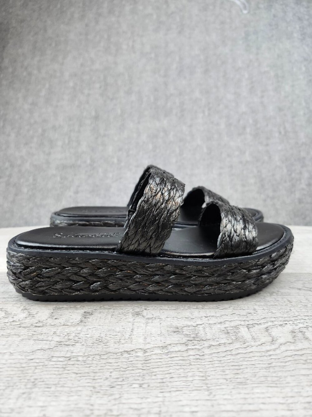 Splendid Women Size 6 (EU36) Gilda Black Faux Raffia Sandals